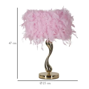 LAMPA STOŁOWA RÓŻOWA WYKONANA Z KARTONU 25X47 cm
